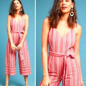 Anthropologie Ett Twa Pink & White Jumpsuit